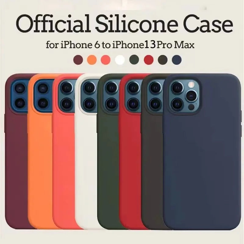 Coque de téléphone en silicone liquide avec logo complet, coque d'origine pour iPhone 14 13 Pro Max, coques Apple